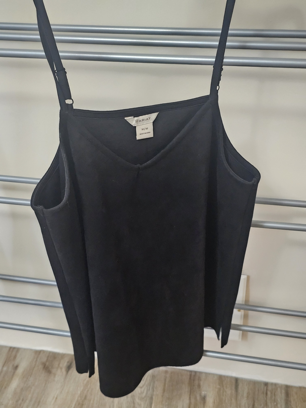 Ariat Black Suede V-Neck Spaghetti Strap Tank Top